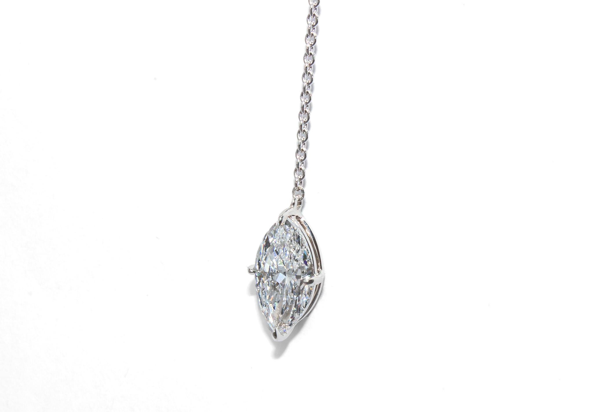 Marquise Cut J. Birnbach GIA Certified 1.42 Carat Total Marquise Diamond Lariat Necklace For Sale