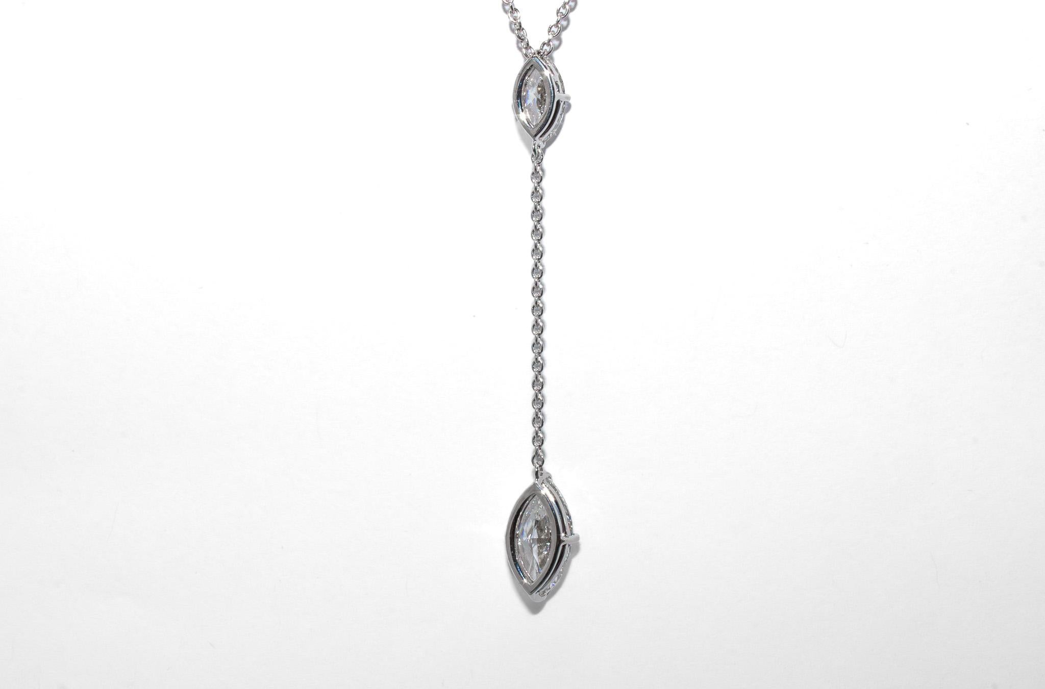 J. Birnbach GIA Certified 1.42 Carat Total Marquise Diamond Lariat Necklace In New Condition For Sale In New York, NY