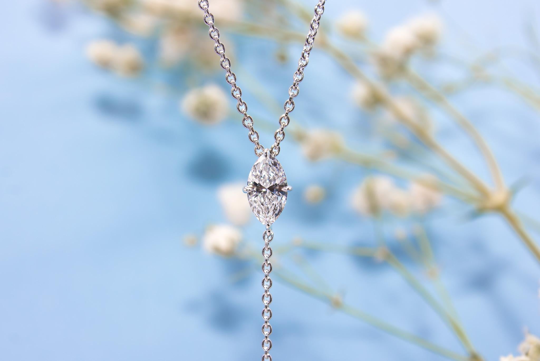 J. Birnbach GIA Certified 1.42 Carat Total Marquise Diamond Lariat Necklace For Sale 2