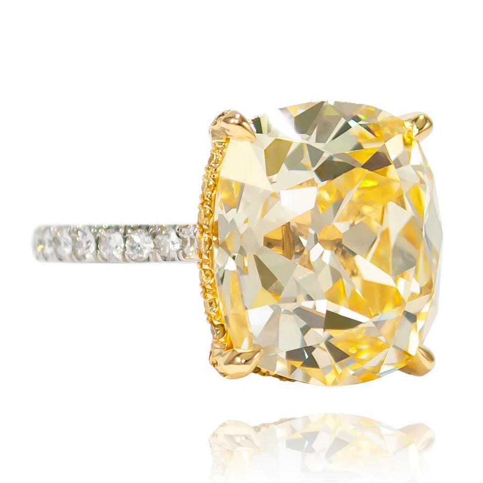 J. Birnbach GIA Certified 14.46 Carat Fancy Intense Yellow Old Mine Diamond Ring In New Condition In New York, NY