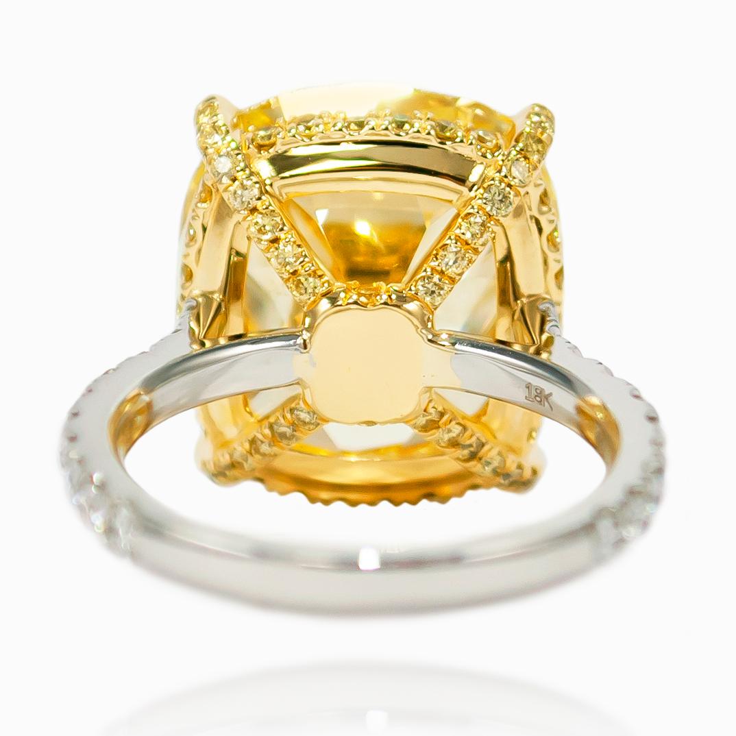 J. Birnbach GIA Certified 14.46 Carat Fancy Intense Yellow Old Mine Diamond Ring 1