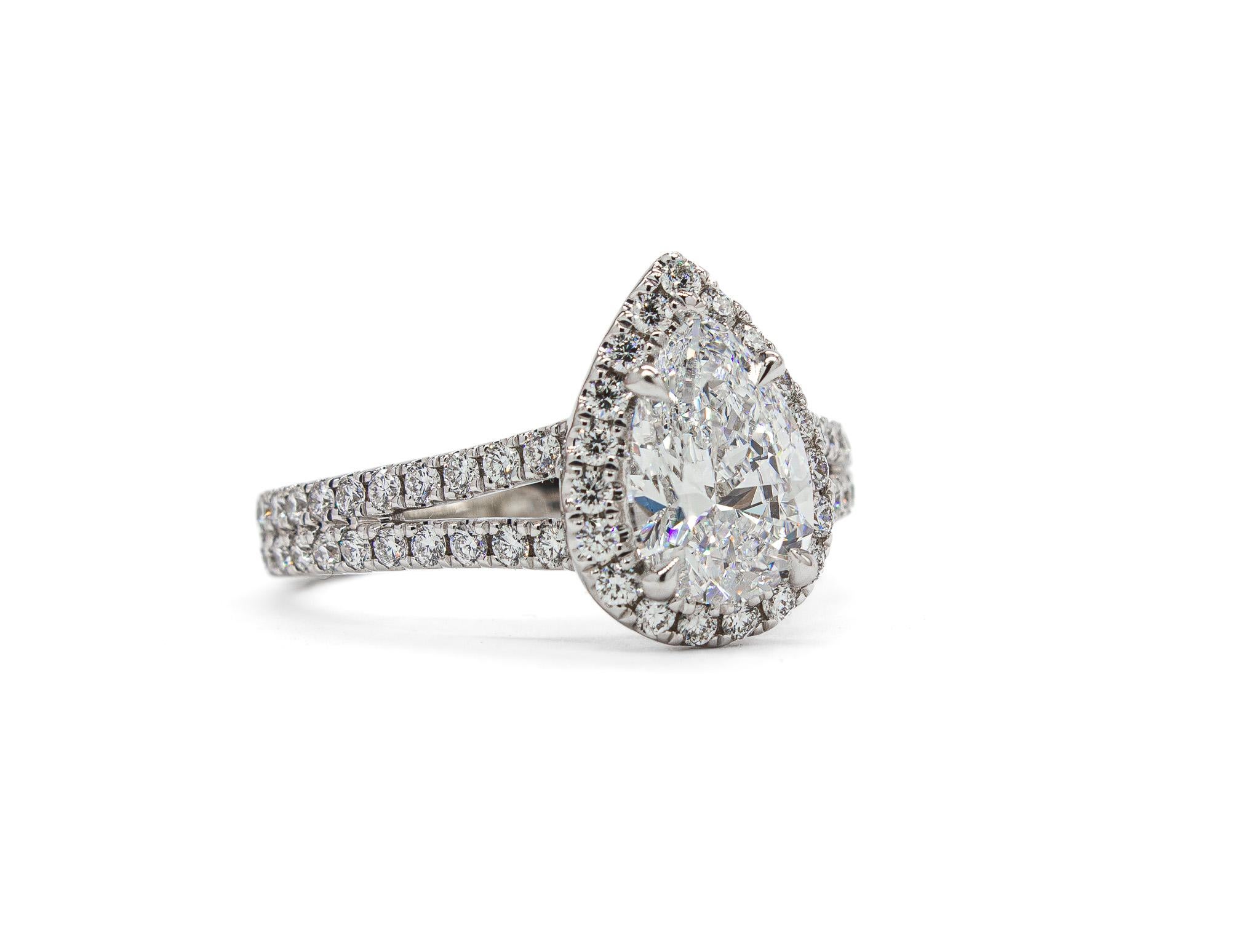 Contemporary J. Birnbach GIA Certified 1.50 Carat E VVS2 Pear Shape Diamond Solitaire Ring For Sale