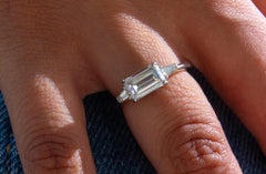 J. Birnbach GIA Certified 1.51 Carat E VS1 Emerald Cut Diamond Three-Stone Ring