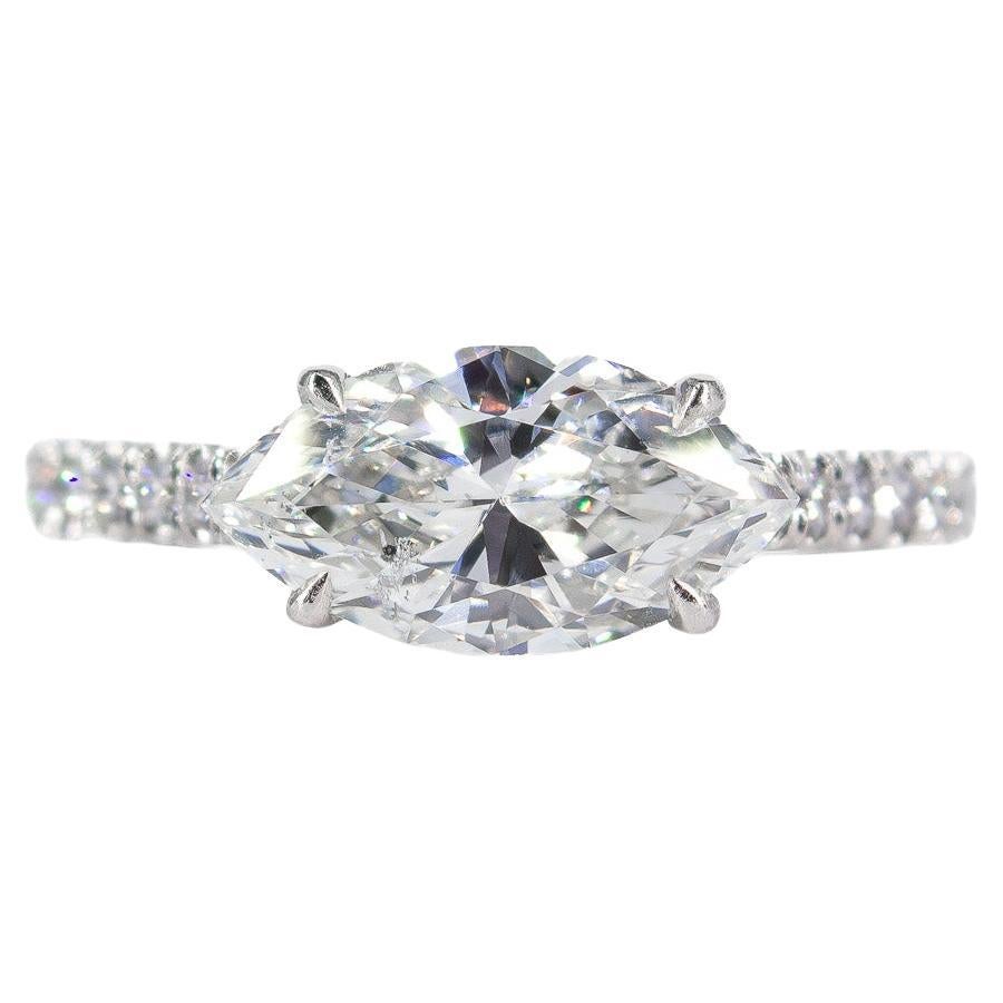 J. Birnbach GIA Certified 1.52 Carat Marquise Diamond East-West Engagement Ring