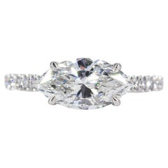 J. Birnbach GIA Certified 1.52 Carat Marquise Diamond East-West Engagement Ring