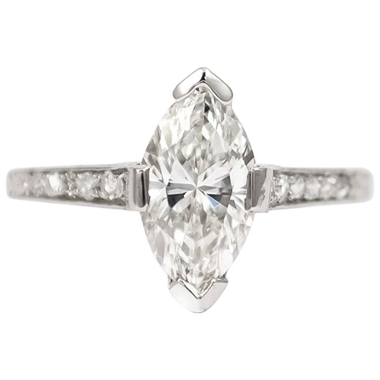 J. Birnbach GIA Certified 1.52 Carat Marquise Ring