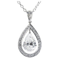 J. Birnbach GIA Certified 1.52 Carat Pear Shape Diamond 18 Karat Gold Pendant