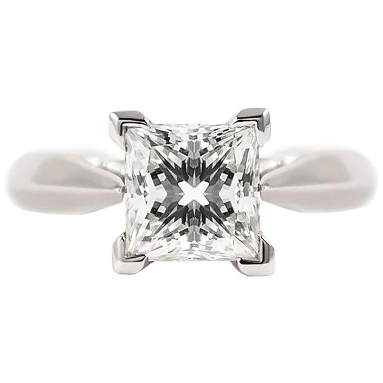 J. Birnbach GIA Certified 1.52 Carat Princess Cut Solitaire Diamond Ring