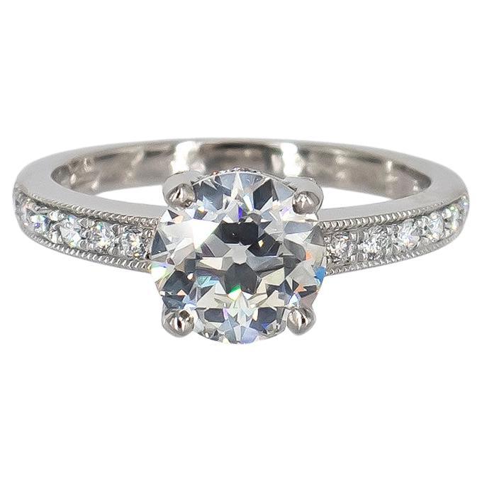 J. Birnbach GIA Certified 1.54 Carat Old European Cut Diamond Pavé Ring en vente