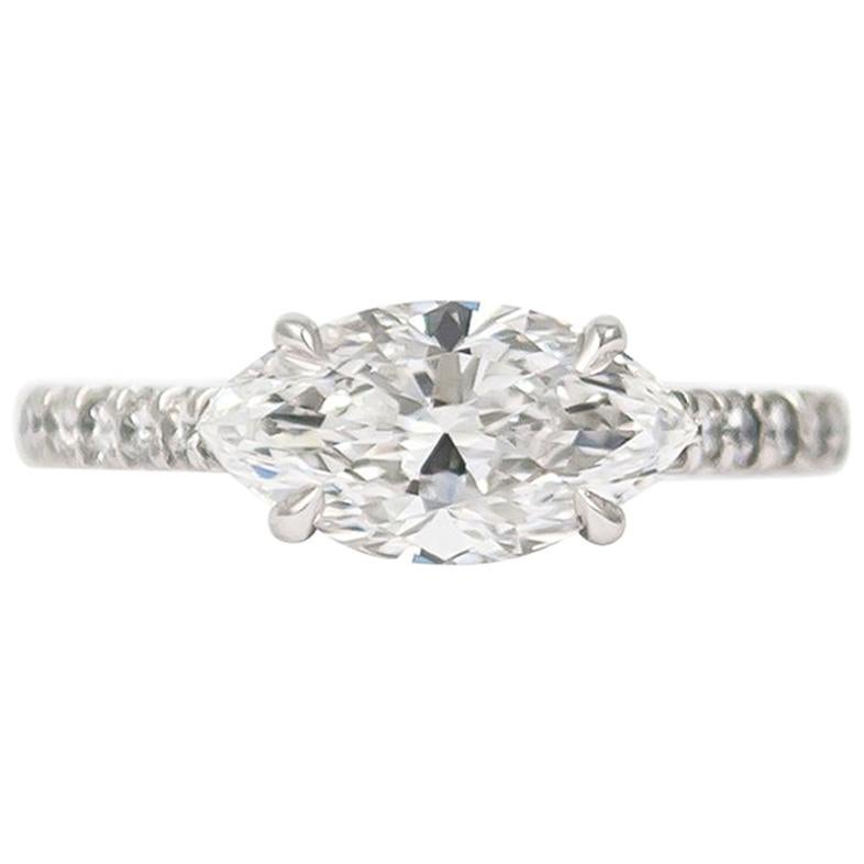 J. Birnbach GIA Certified 1.45 Carat Marquise Diamond Ring