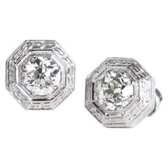 J. Birnbach GIA Certified 1.62 Carat Old European Cut Diamond Stud Earrings