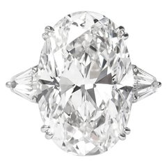 J. Birnbach GIA Certified 16.37 Carat Oval Diamond Three-Stone Platinum Ring