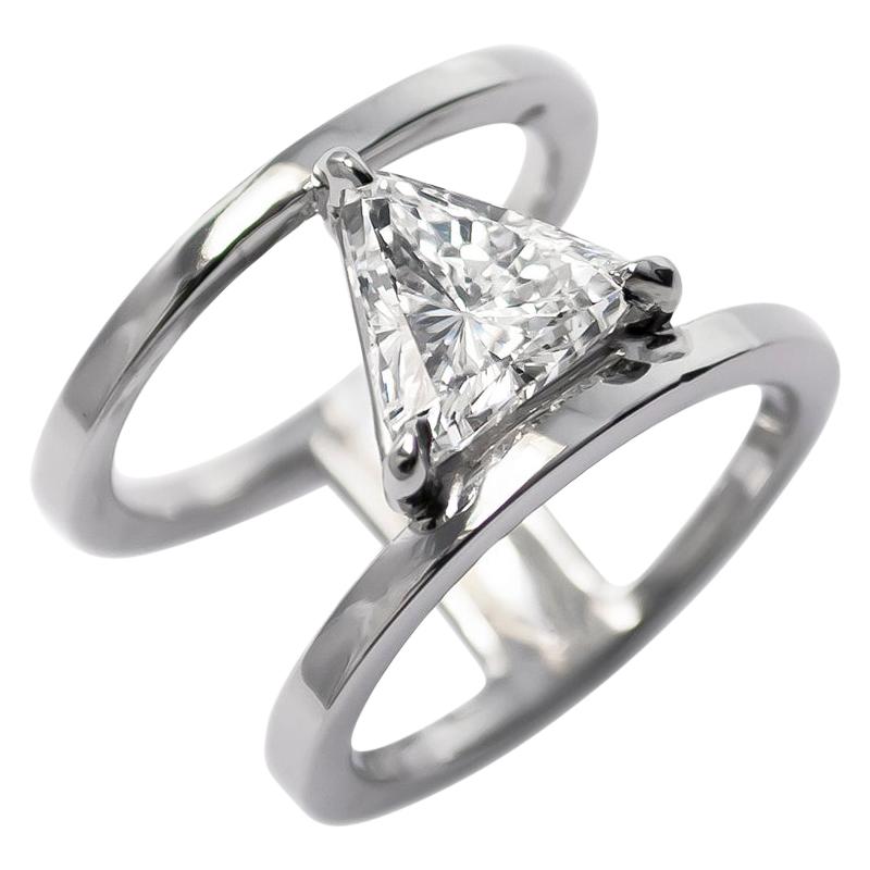 J. Birnbach GIA Certified 1.68 Carat Modified Triangular Brilliant Ring For Sale