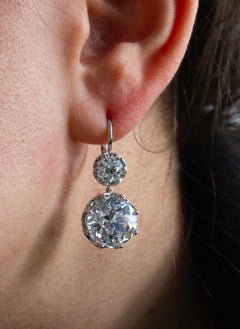 J. Birnbach Rare GIA 19.51 Carat Total G VVS Old European Diamond Drop Earrings