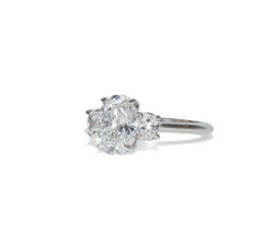 J. Birnbach GIA Certified 1.70 Carat D VS1 Oval Diamond Three-Stone Ring