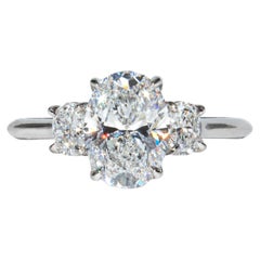 J. Birnbach GIA zertifiziert 1,70 Karat D VS1 Oval Diamant Drei-Stein-Ring