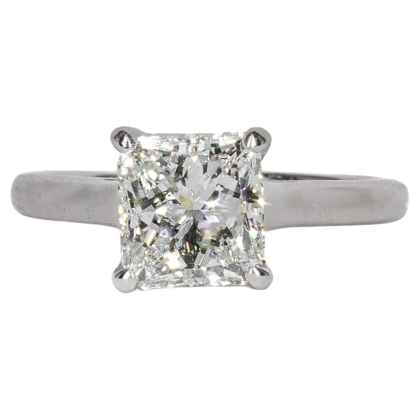 J. Birnbach Anillo solitario de diamantes de talla radiante de 1,71 quilates G VS2 con certificación GIA