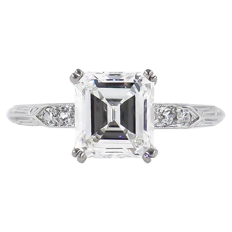J. Birnbach GIA Certified 1.73 Carat G VS2 Emerald Cut Diamond Ring 