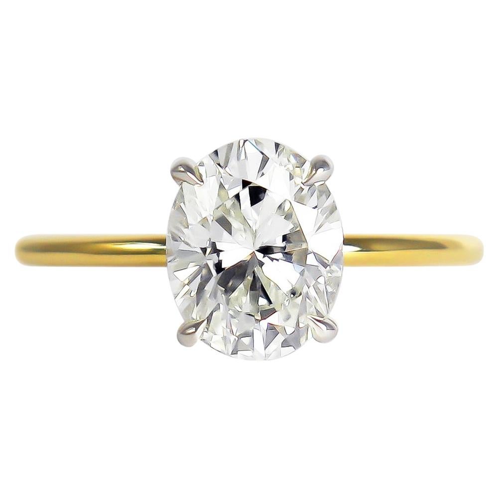 J. Birnbach GIA Certified 1.73 Carat Oval Brilliant Cut Diamond Solitaire Ring