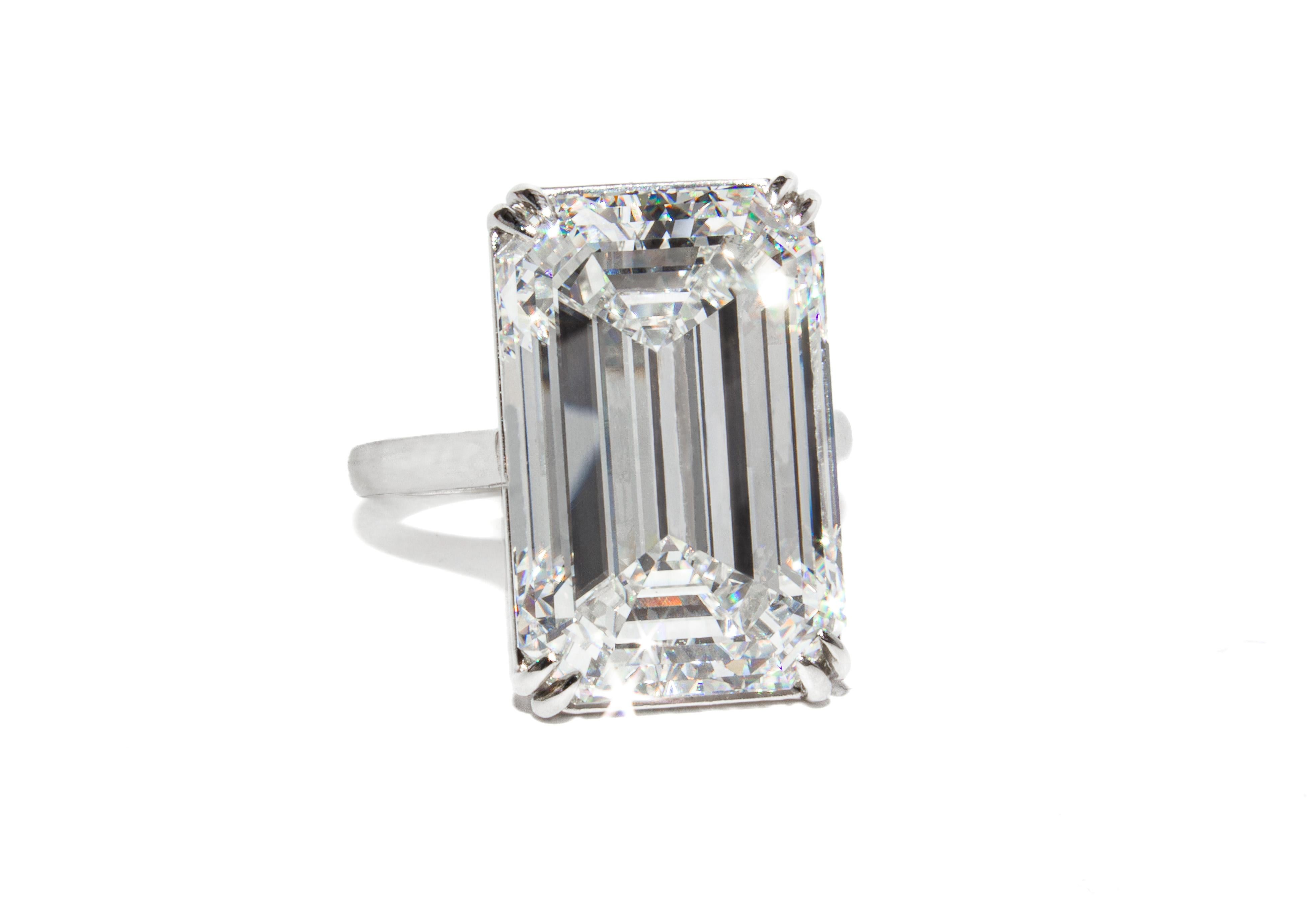 Contemporary J. Birnbach GIA Certified 17.88 Carat G VS1 Emerald Cut Diamond Solitaire Ring For Sale