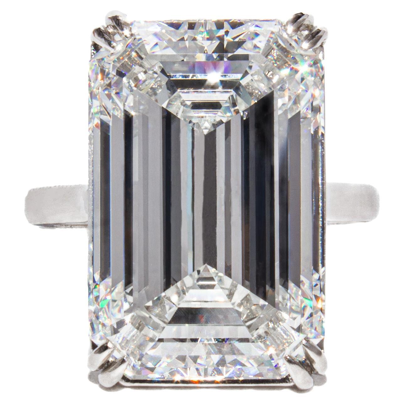 J. Birnbach GIA Certified 17.88 Carat G VS1 Emerald Cut Diamond Solitaire Ring For Sale