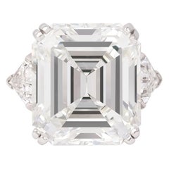 J. Birnbach Bague de fiançailles en diamant taille émeraude de 18,04 carats avec trillions