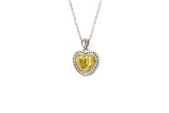 J. Birnbach GIA Certified 1.82 Carat Fancy Yellow Heart Shape Diamond Necklace