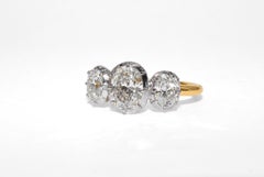 J. Birnbach GIA Certified 1.85 Carat Total Old Cut Diamond Three-Stone Ring