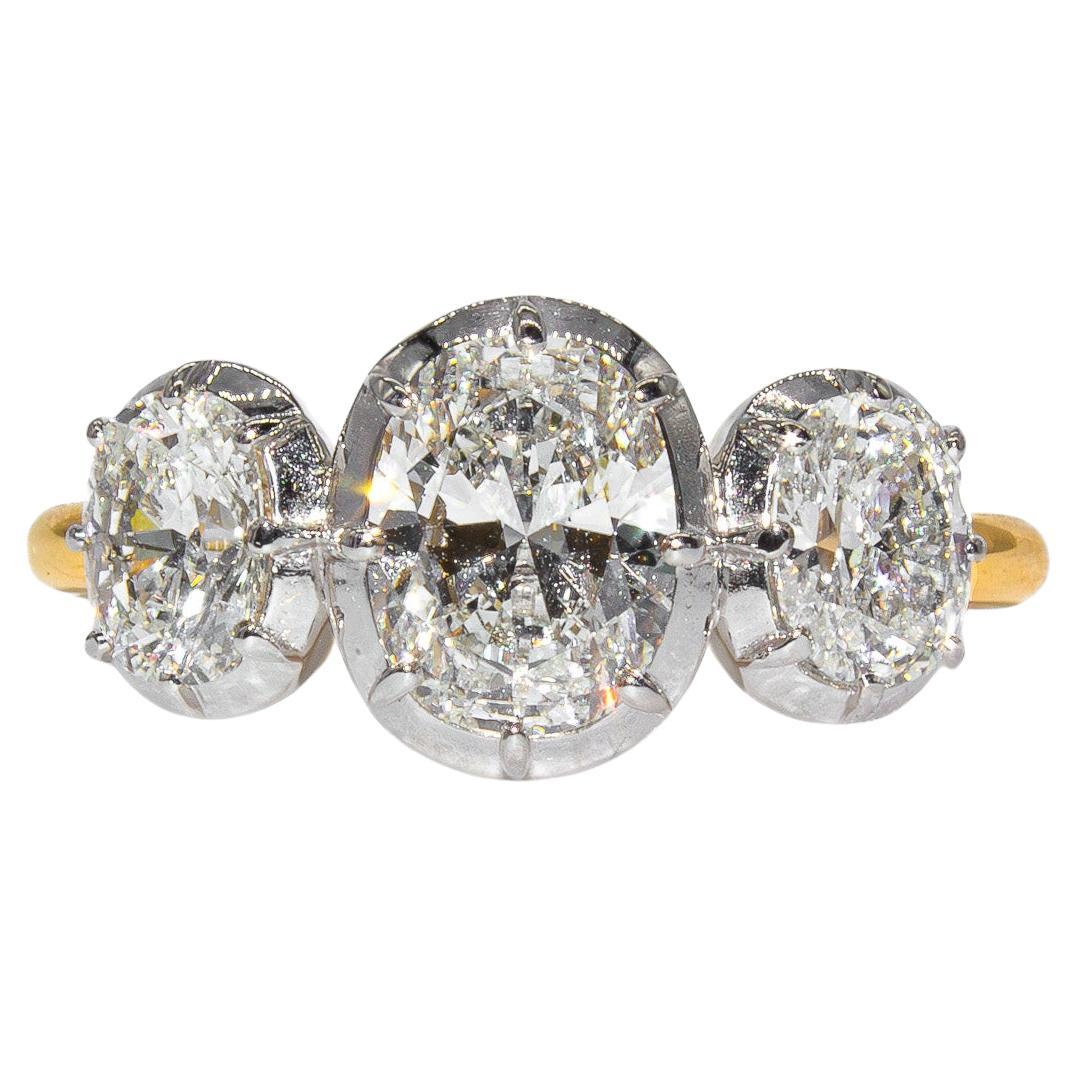 J. Birnbach Anillo de tres piedras con diamante talla antigua total certificado por el GIA de 1,85 quilates