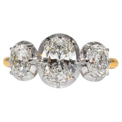 J. Birnbach Anillo de tres piedras con diamante talla antigua total certificado por el GIA de 1,85 quilates