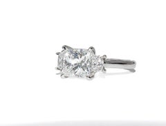 J. Birnbach GIA Certified 1.86 Carat Princess Cut Diamond Three-Stone Ring