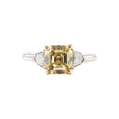 J. Birnbach Anello con diamante giallo taglio Asscher certificato GIA da 1,94 carati