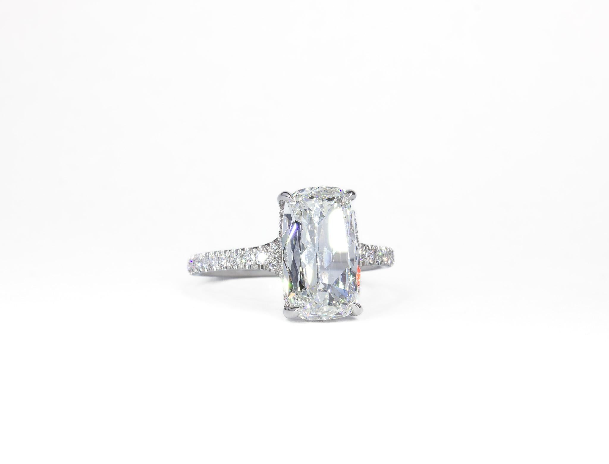 Contemporary J. Birnbach GIA Certified 2.01 Carat Elongated Cushion Diamond Solitaire Ring For Sale