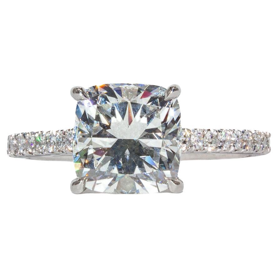 J. Birnbach GIA Certified 2.01 Carat I VS1 Cushion Cut Diamond Solitaire Ring