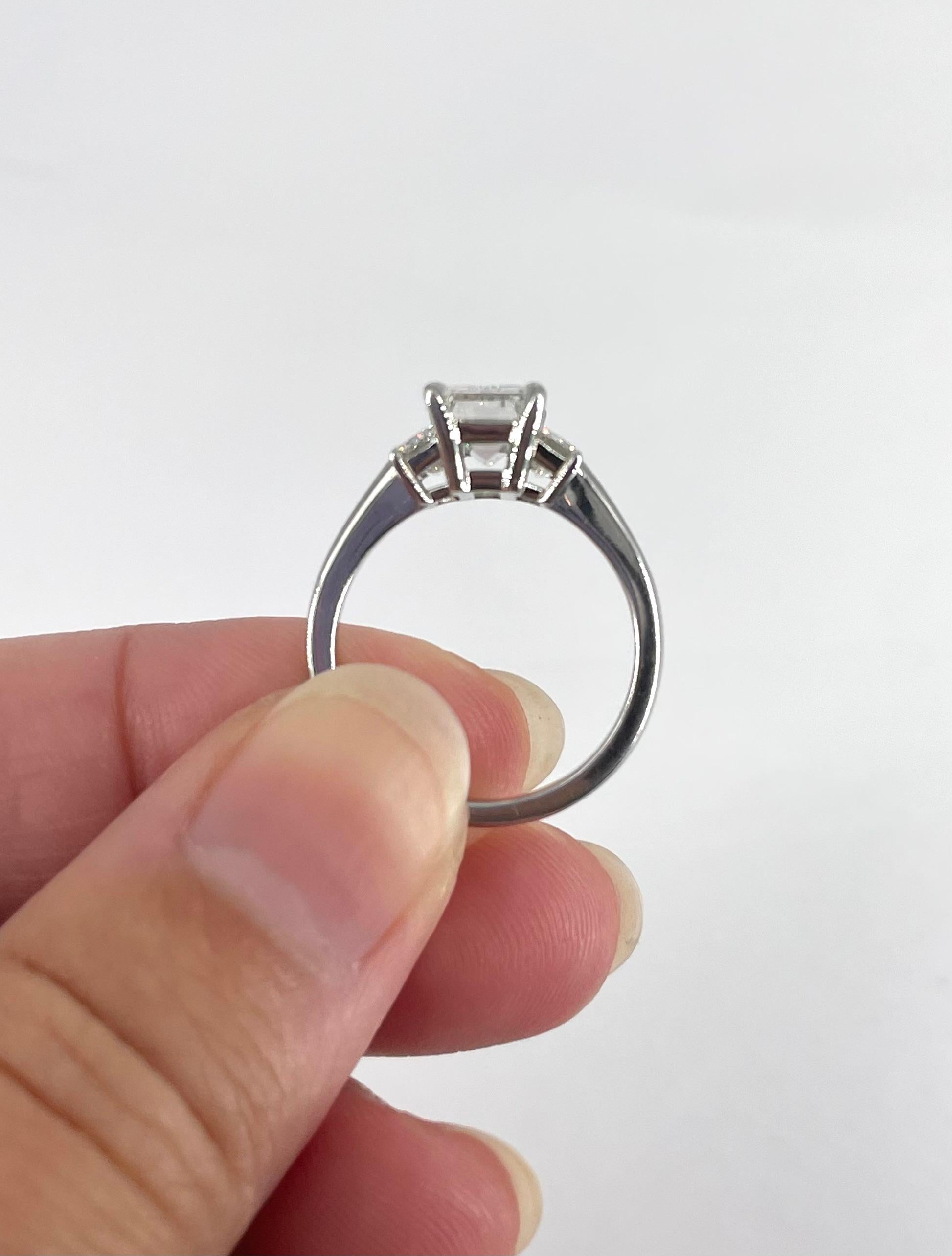 3 emerald cut diamond ring