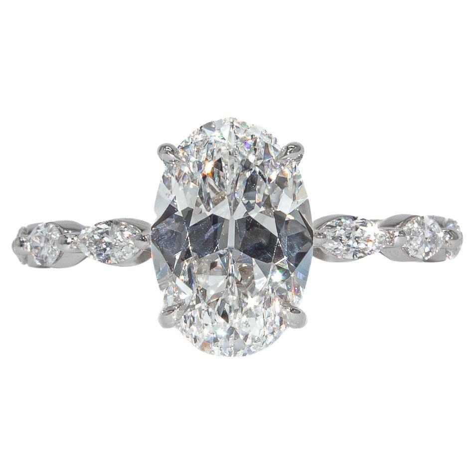 J. Birnbach GIA Certified 2.02 Carat E VS1 Oval Diamond Solitaire Ring