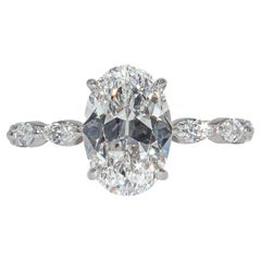 J. Birnbach GIA Certified 2.02 Carat E VS1 Oval Diamond Solitaire Ring