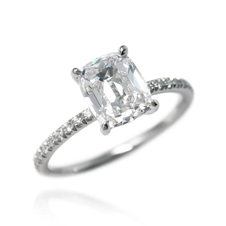 Contemporary J. Birnbach GIA Certified 2.03 Carat D SI1 Cushion Brilliant Diamond Ring