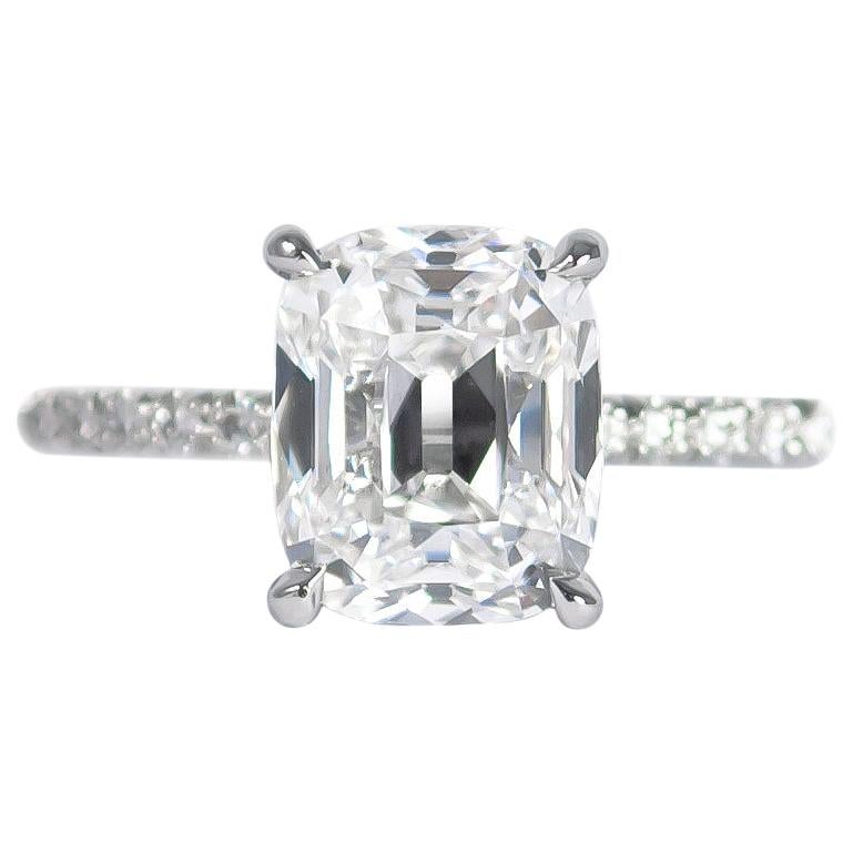 J. Birnbach GIA Certified 2.03 Carat D SI1 Cushion Brilliant Diamond Ring