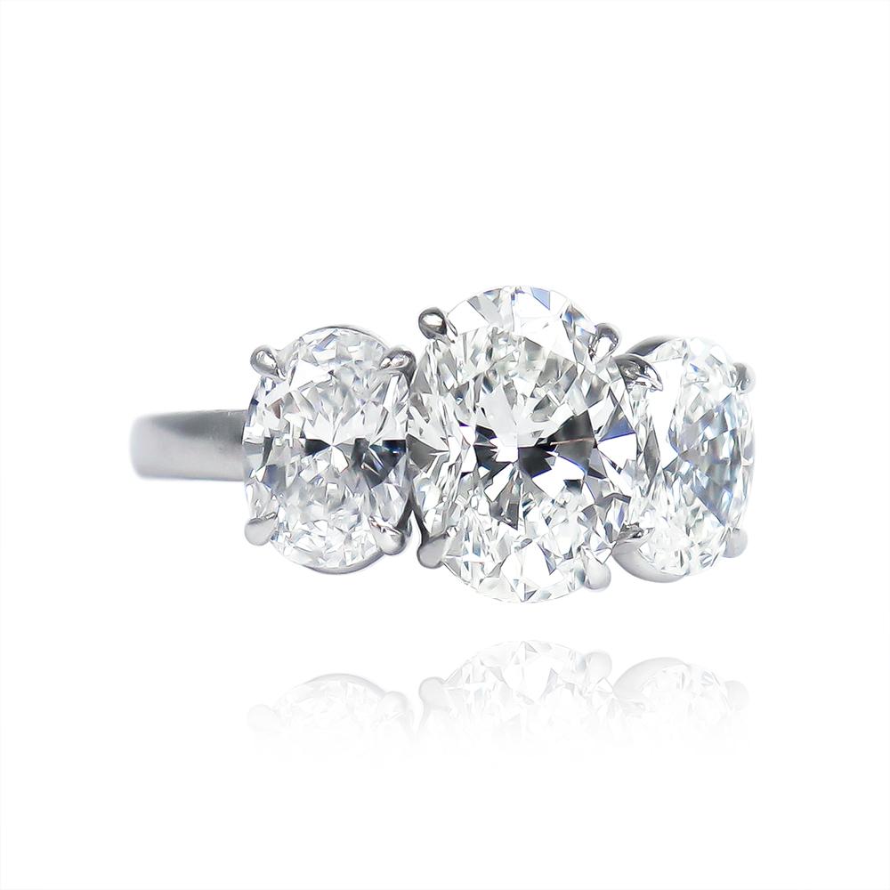 Contemporary J. Birnbach GIA Certified 2.03 Carat Oval Diamond Three-Stone Ring