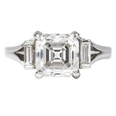 J. Birnbach GIA Certified 2.06 Carat F VS2 Asscher Cut Diamond Ring