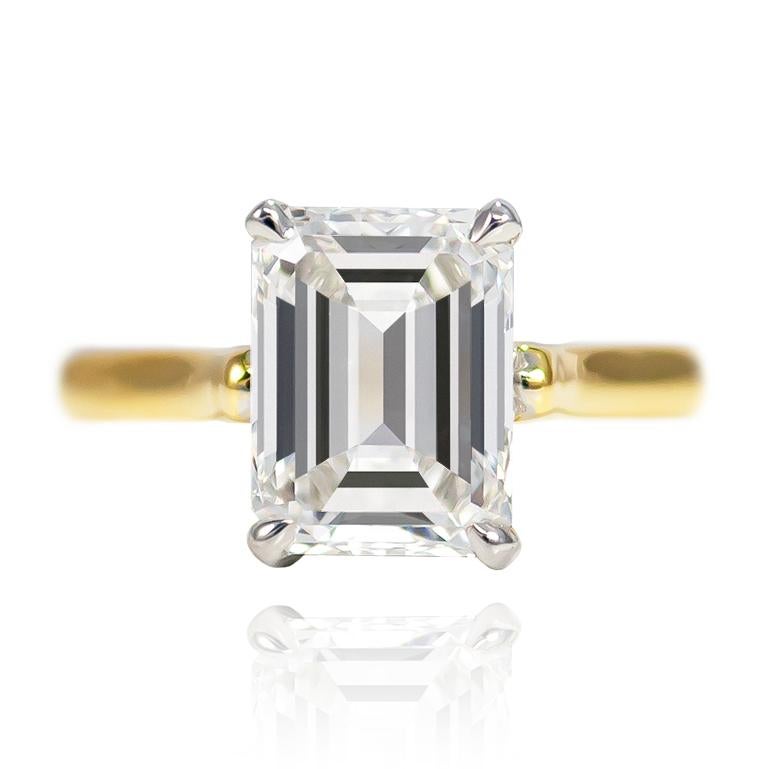 This classic ring from the J. Birnbach vault features a 2.06 ct Emerald cut of G color and VS2 clarity. Set in a handmade, two-tone 18K solitaire ring, this charming piece and will delight any special lady in your life!

Purchase includes ring box,