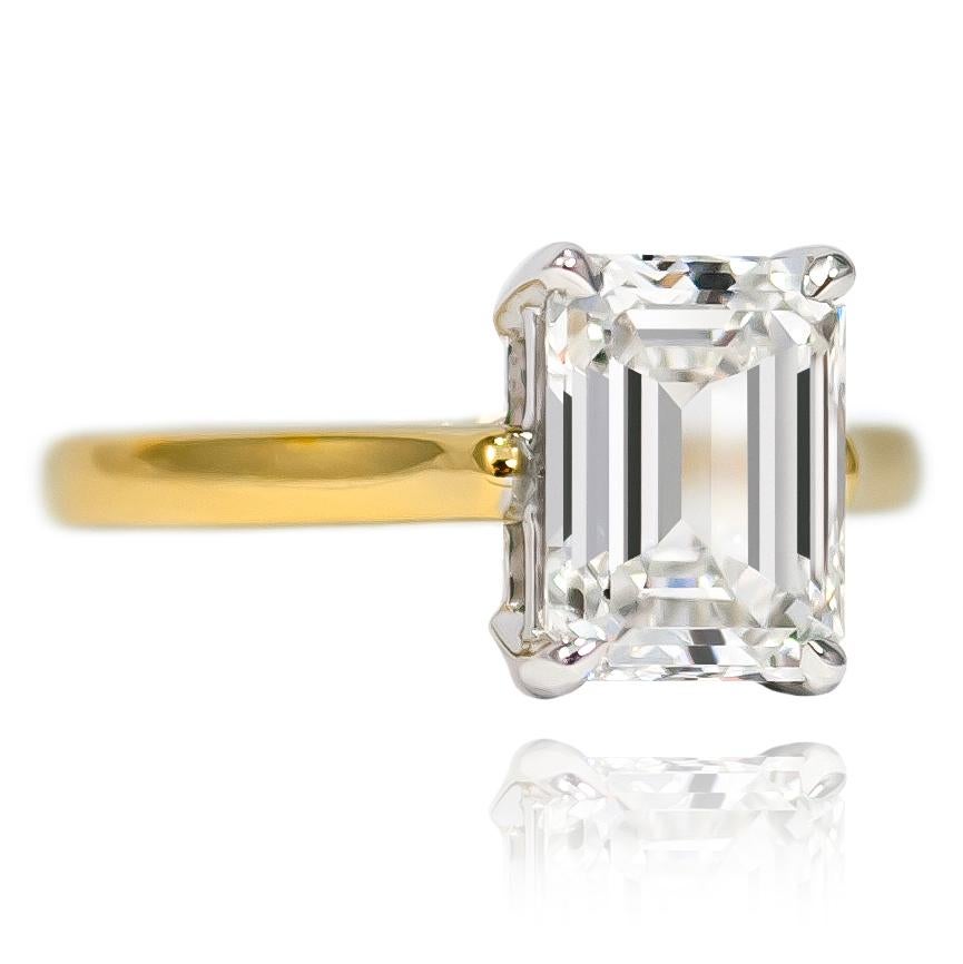 Contemporary J. Birnbach GIA Certified 2.06 Carat G VS2 Emerald Cut Solitaire Ring