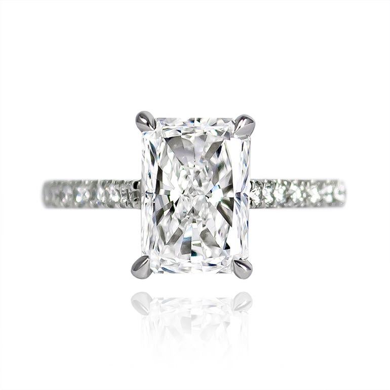 Contemporain J. Birnbach Bague solitaire pavée de diamants taille radiant de 2,08 carats D VS1 en vente