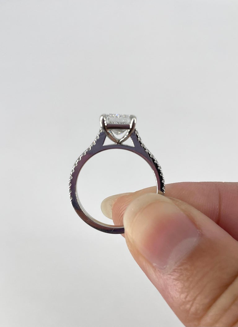 Birnbach Carat D VS1 Radiant Cut Diamond Pave Solitaire