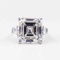 J. Birnbach GIA 21.13 Carats Ascher Cut Diamond Ring with Tapered Baguettes