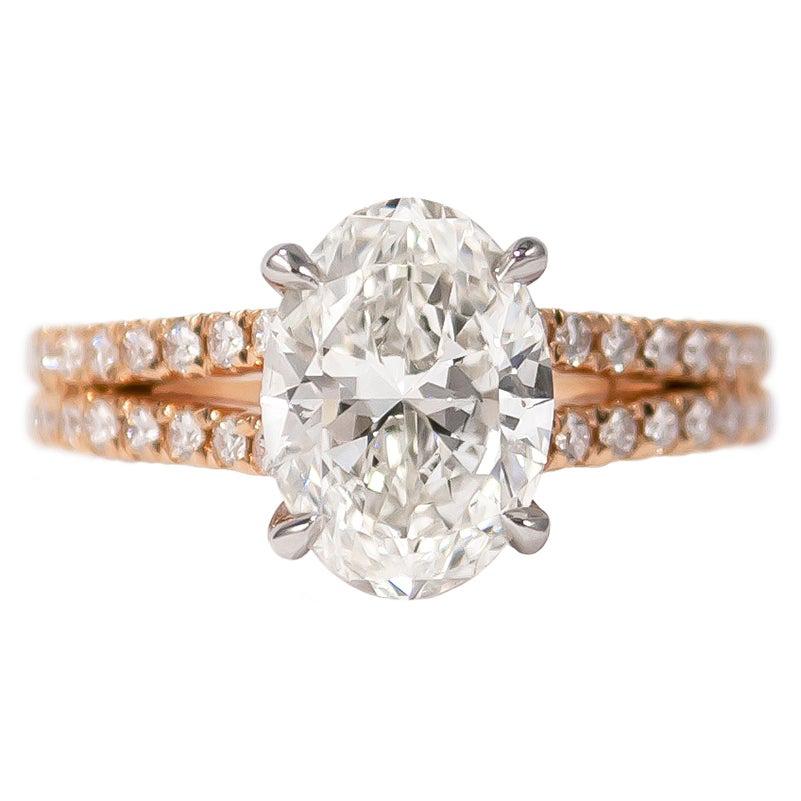 J. Birnbach GIA Certified 2.21 Carat G SI2 Oval Diamond Split Shank Ring
