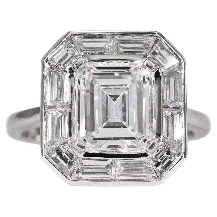 J. Anello di diamanti D & A Style di Birnbach certificato GIA da 2,28 carati D SI1 con taglio smeraldo