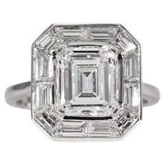 J. Birnbach GIA Certified 2.28 Carat D SI1 Emerald Cut Deco Style Diamond Ring
