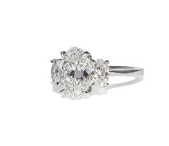 J. Birnbach GIA Certified 2.52 Carat G VS1 Oval Diamond Three-Stone Ring